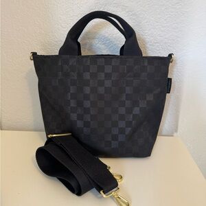 Canvelle Small Crossbody Tote, Black Checkered